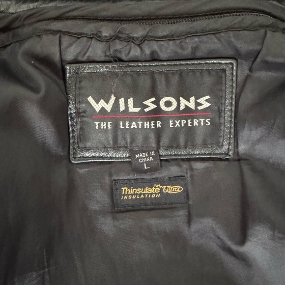 Wilson Black Leather Jacket with Removable Faux Fur Collar Y2K 90’s - Picture 5 of 10
